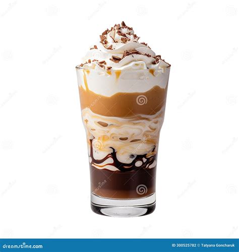 Coffee Cocktail With Whipped Cream Caramel And Ice Cream Stock Illustration Illustration Of