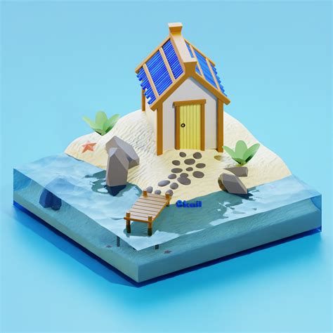 Beach house 3D by Oleg on Dribbble