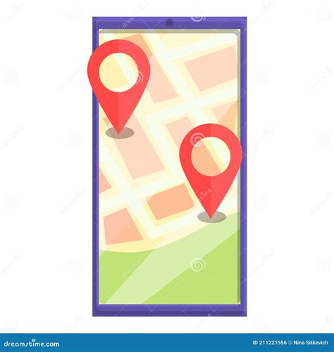 Gps Itinerary Icon Cartoon Style Stock Vector Illustration Of