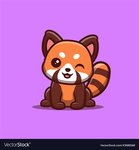 Red Panda Sitting Winking Cute Creative Kawaii Vector Image