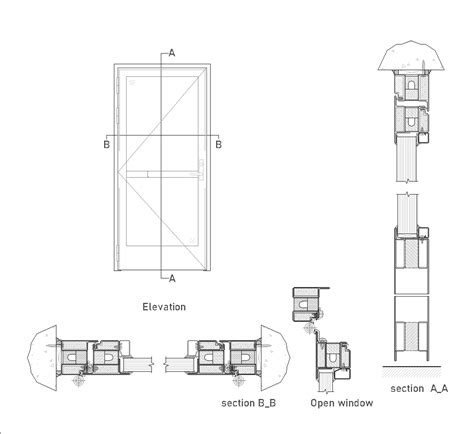 Denah Dan Bagian Pintu Kaca Dwg Detail Cad Unduh Gratis