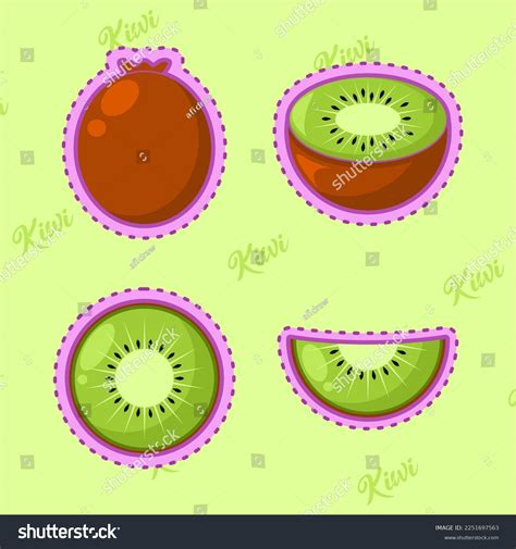 Set Cute Cartoon Kiwi Sticker Stock Vector Royalty Free 2251697563