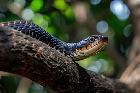 Premium Photo | Venomous snake on tree branch Closeup of beautiful ...