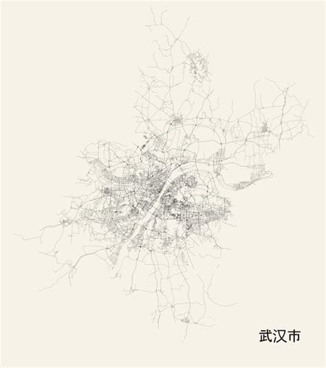 Premium Vector | City road map of wuhan hubei china