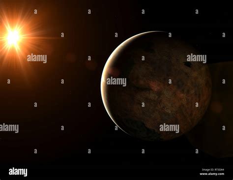 Super Earth exoplanet orbiting a red dwarf star Stock Photo - Alamy