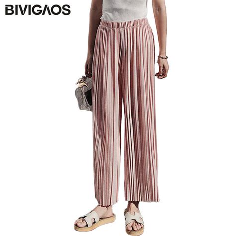 Free Shipping High Waist Pleated Chiffon Wide Leg Trousers Jkp663