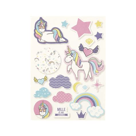 Sous Main Organiseur Semainier Licorne Feuilles Stickers Chez