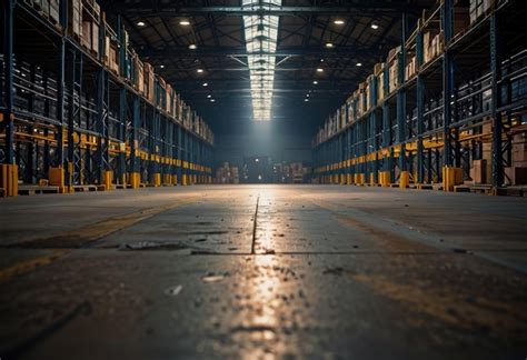 Premium Photo | A modern warehouse interior with a blurred background