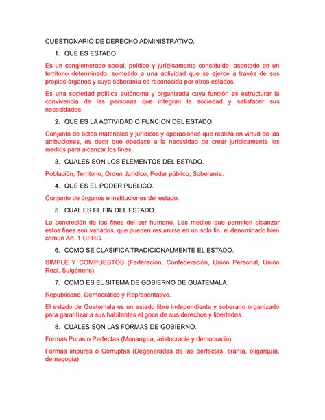 Cuestionario DE Derecho Administrativo CUESTIONARIO DE DERECHO