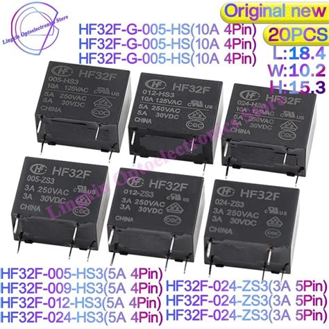 20pcs Lot Hf32f G Jzc 32f Hf32f 005 012 024 Hs Hs3 Zs3 3a 5a