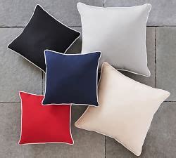 Sunbrella Contrast Piped Solid Outdoor Pillow Pottery Barn