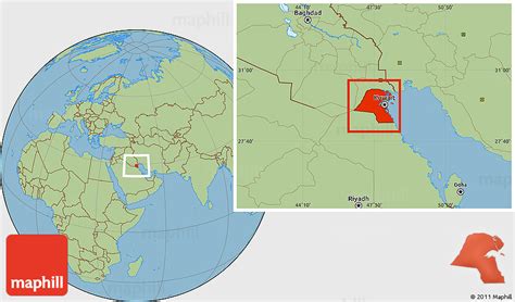 Savanna Style Location Map Of Kuwait Within The Entire Country