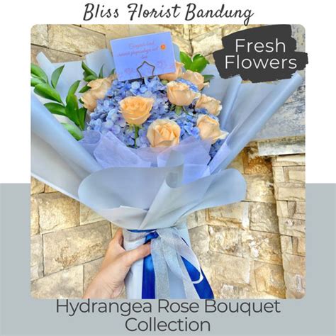 Jual Buket Hydrangea Asli Bouquet Wisuda Bucket Mawar Segar