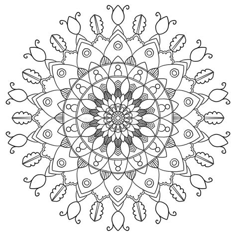 Hand Drawn Mandala Pattern Concept Meditation And Relax Coloring Books