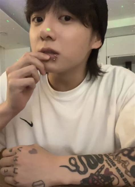 Jungkook Showing His Second Lip Piercing Weverse Live Icon 230629 Bts