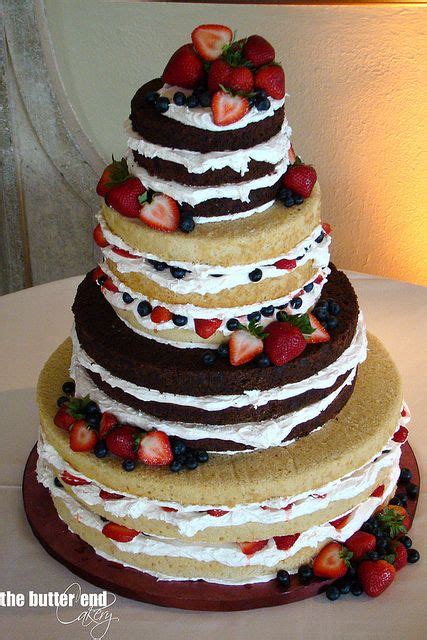 Naked Cake For Wedding Triple Layer Cake With Berries