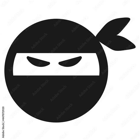 Cartoon Ninja Smile Face Emoticon Icon In Flat Style Stock Vector