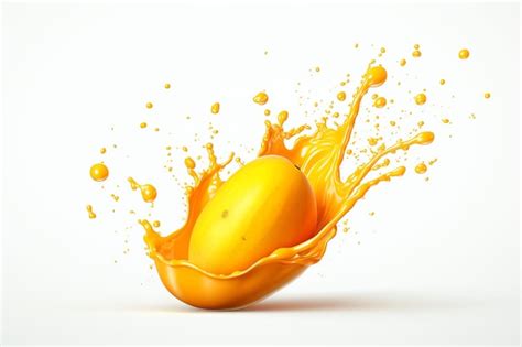 Premium AI Image Mango Juice Splash White Background Details