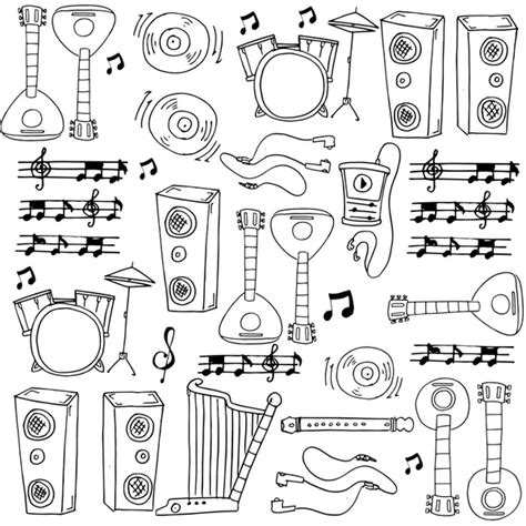 Hand Draw Doodle Of Music Set Stock Vector By Wongsalam77 119412624