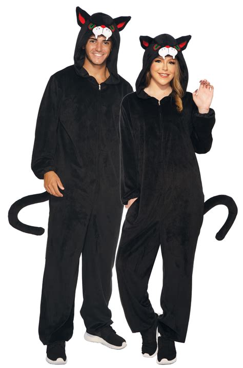 Hooded Black Cat Jumpsuit Adult Costume