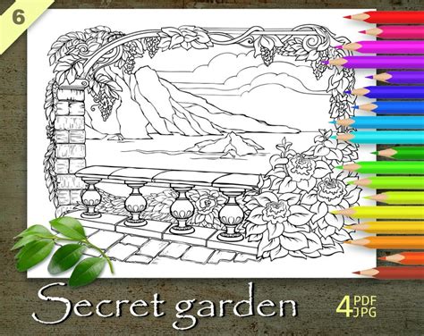 Secret Garden Coloring Page Printable Adult Coloring Books Etsy