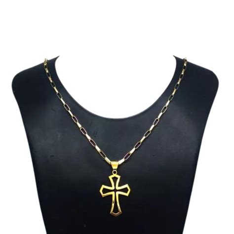 Pingente Em Ouro K Crucifixo Cm Contorno Grande Elo