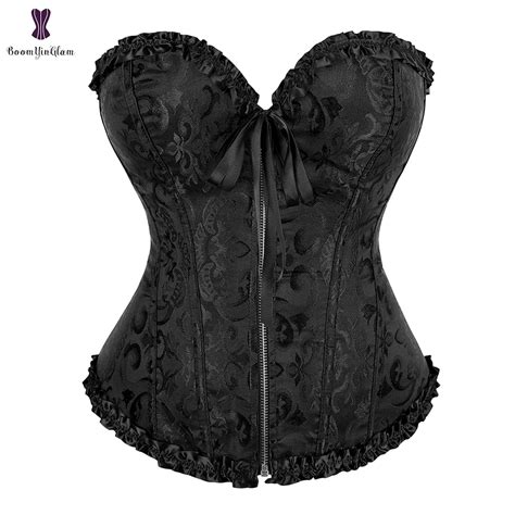 Zip Up Corset Laciness Bustier Plus Size Korsett For Women Jacquard