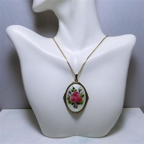 Graceful Vintage Gold Over Sterling Silver Cloisonn R Gem