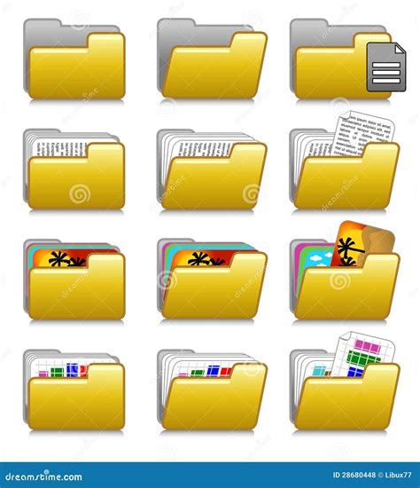 Folders Set Computer Applications Folders 03 Stock Vector