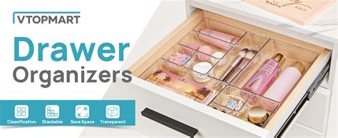 Vtopmart Pcs Clear Plastic Drawer Organizers Set Size Makeup