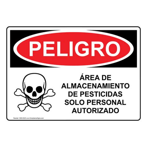 Pesticide Storage Area Spanish Sign Osha Danger Compliancesigns