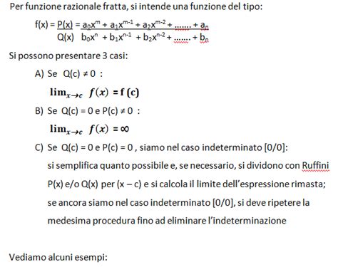 Limite Delle Funzioni Razionali Fratte Per X C Con C Finito