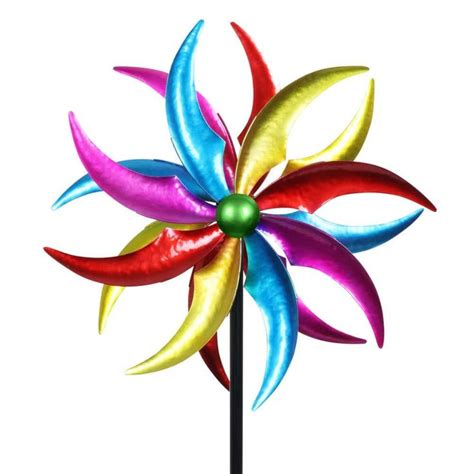 Exhart Ft Colorful Double Pinwheel Kinetic Spinner Multi Color