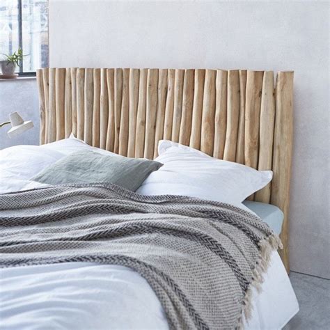 T Te De Lit En Teck Massif Cm River Driftwood Headboard