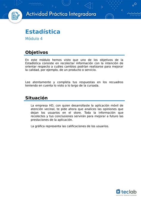 Matematica API 4 API Estadística Módulo 4 Objetivos En este módulo