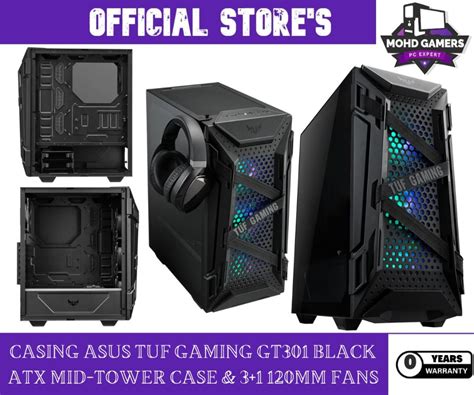 Casing Asus Tuf Gaming Gt301 Black Atx Mid Tower Case And 31 120mm Fans