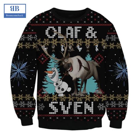 Frozen Olaf And Sven Ugly Christmas Sweater Boomcomeback