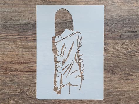 Stencil With Half Naked Woman From Behind For Wall Tattoo And Etsy