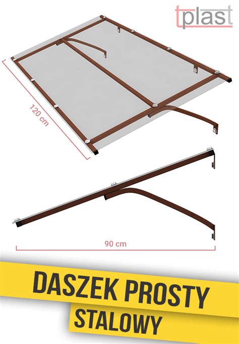 Daszek Nad Drzwi Prosty Stalowy 120x90cm TPlast Plexi Poliweglan