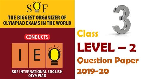 Ieo English Olympiad Class 3 Level 2 Solved Question Paper 2019 20