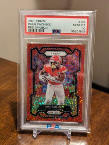 2023 Panini Prizm Red Sparkle Isiah Pacheco PSA 10 Kansas City Chiefs