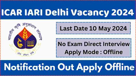 Icar Iari Delhi Recruitment Direct Interview Job