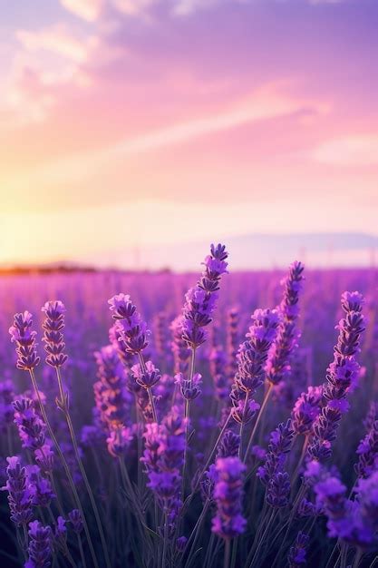 Premium AI Image | A field of lavender in a sunset