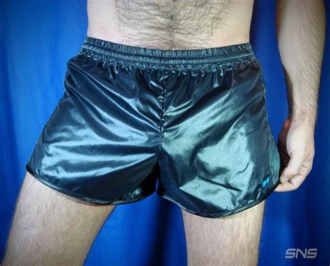 Glanznylonshorts Itm Mens Shiny Nylon Shorts M Black Silver Wetlook Glanz