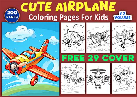 200 Cute Airplane Coloring Pages Vol - 2 Graphic by Sobuj Store · Creative Fabrica