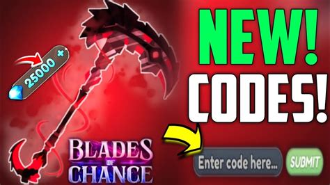 New Upd All Working Codes For Blades Of Chance Roblox Blades