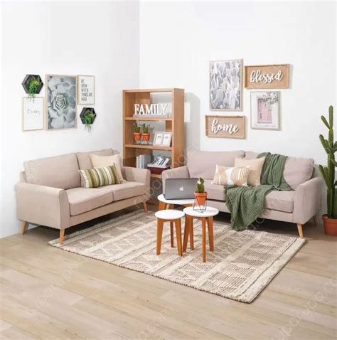 Nordia Alden Set Sofa Fabric 2 3 Dudukan Krem