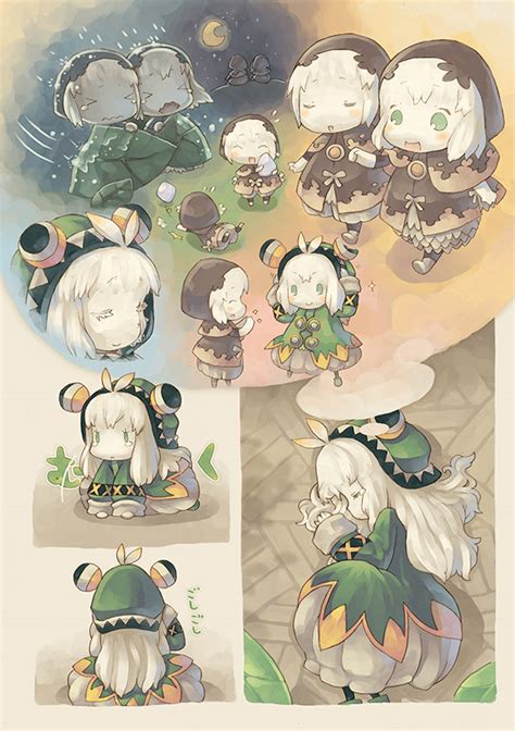 Safebooru Comic Crescent Moon Green Eyes Hood Leaf Long Hair Moon Narumi Arata Original Silver