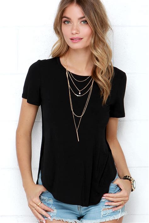 Cute Black Tee T Shirt Black Top 3900 Lulus