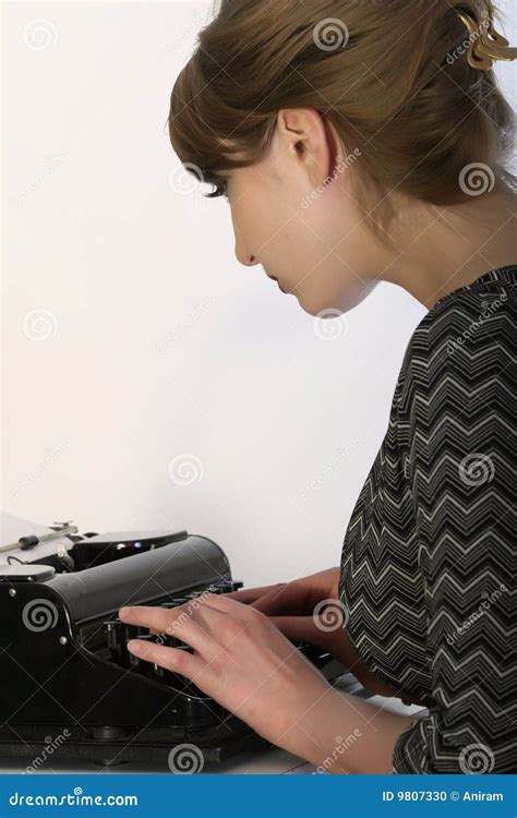 Woman With Typewriter Stock Photo Image Of Working Women 9807330